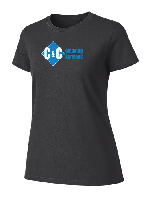 Womens Ring Spun Charcoal 4.5 oz T-Shirt w/C & C Cleaning Services Logo