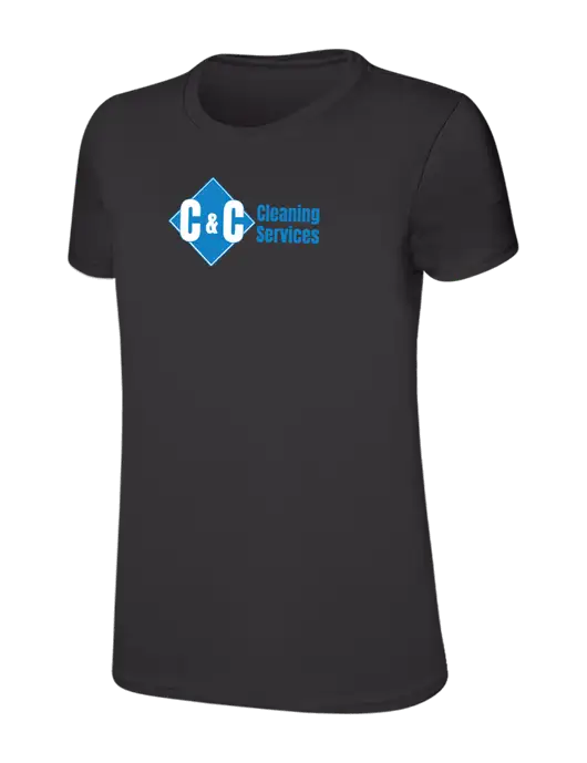 Womens Ring Spun Charcoal 4.5 oz T-Shirt w/C & C Cleaning Services Logo