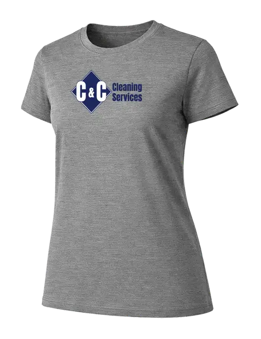 Womens Ring Spun Light Grey Heather 4.5 oz T-Shirt w/C & C Cleaning Services Logo