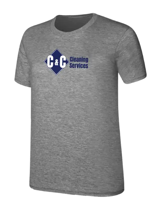 Womens Ring Spun Light Grey Heather 4.5 oz T-Shirt w/C & C Cleaning Services Logo