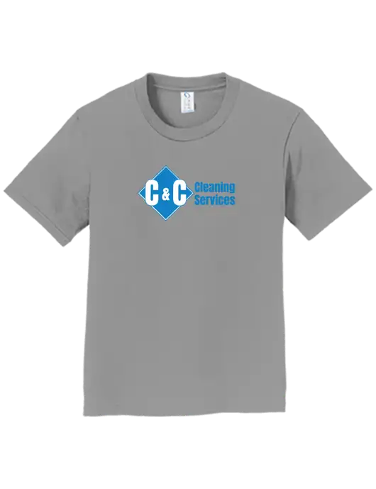 Youth Ring Spun Medium Grey 4.5 oz T-Shirt w/C & C Cleaning Services Logo