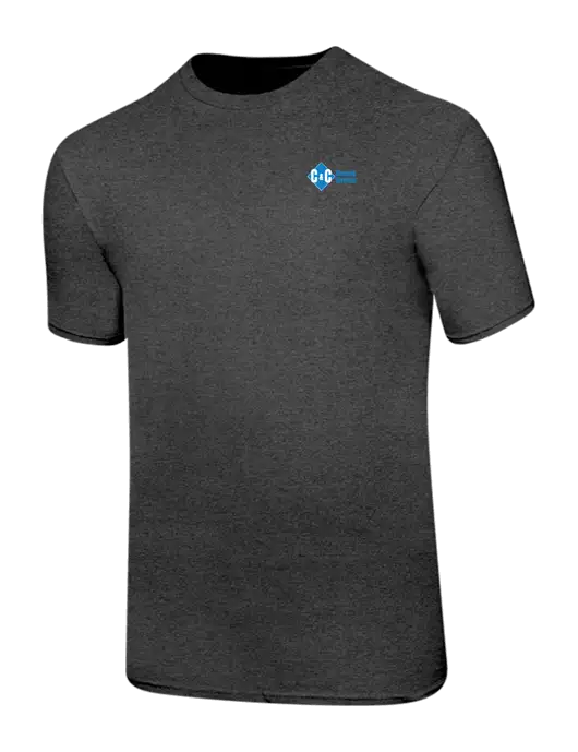 Ring Spun Dark Heather Grey 4.5 oz T-Shirt w/C & C Cleaning Services Logo