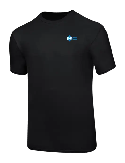 Ring Spun Jet Black 4.5 oz T-Shirt w/C & C Cleaning Services Logo
