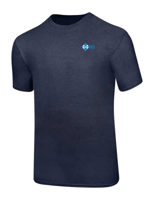 Ring Spun Heather Navy 4.5 oz T-Shirt w/C & C Cleaning Services Logo