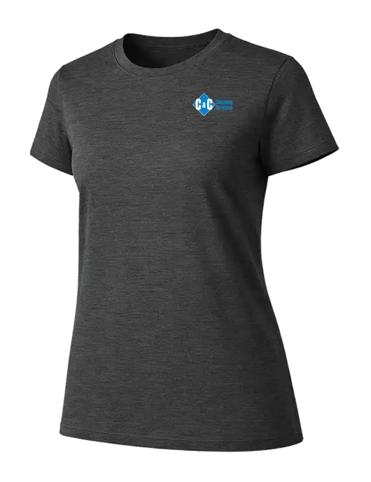 Womens Ring Spun Dark Heather Grey 4.5 oz T-Shirt w/C & C Cleaning Services Logo