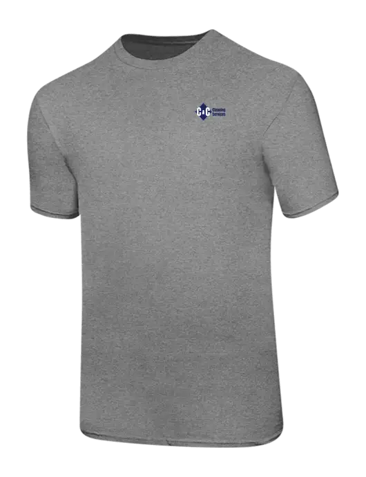 Ring Spun Light Heather Grey 4.5 oz T-Shirt w/C & C Cleaning Services Logo