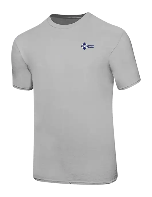 Ring Spun Silver 4.5 oz T-Shirt w/C & C Cleaning Services Logo