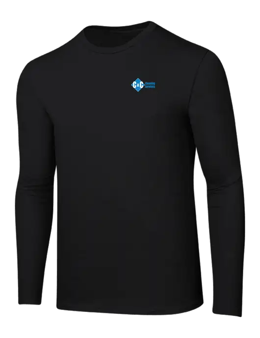 Ring Spun Jet Black 4.5 oz Long Sleeve T-Shirt w/C & C Cleaning Services Logo