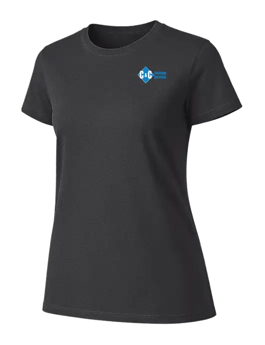 Womens Ring Spun Charcoal 4.5 oz T-Shirt w/C & C Cleaning Services Logo