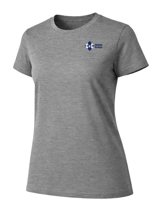 Womens Ring Spun Light Grey Heather 4.5 oz T-Shirt w/C & C Cleaning Services Logo