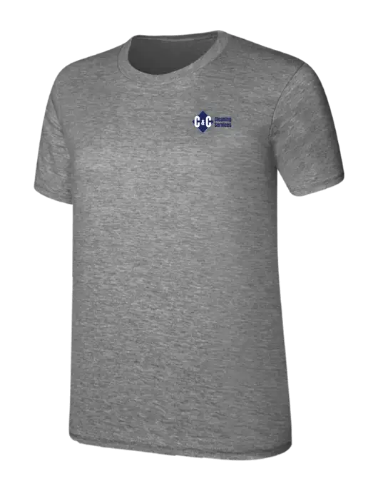 Womens Ring Spun Light Grey Heather 4.5 oz T-Shirt w/C & C Cleaning Services Logo