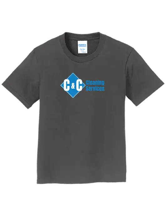 Youth Ring Spun Charcoal 4.5 oz T-Shirt w/C & C Cleaning Services Logo