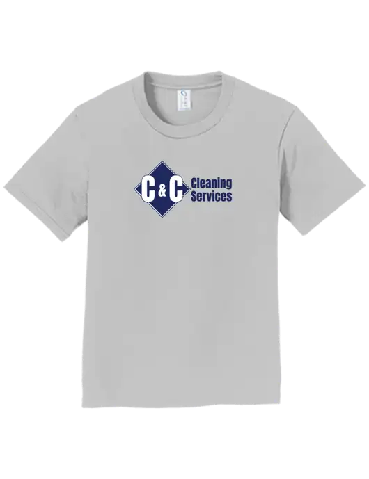 Youth Ring Spun Silver 4.5 oz T-Shirt w/C & C Cleaning Services Logo