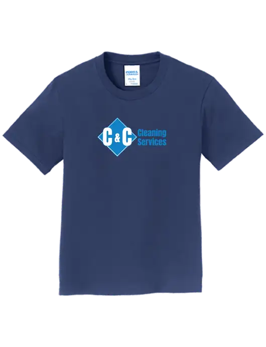 Youth Ring Spun Navy 4.5 oz T-Shirt w/C & C Cleaning Services Logo