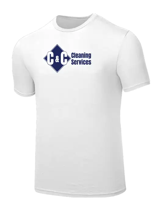 Seriously Soft White T-Shirt w/C & C Cleaning Services Logo