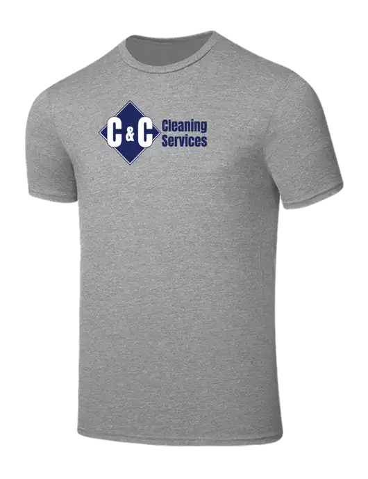 Seriously Soft Light Heather Grey T-Shirt w/C & C Cleaning Services Logo