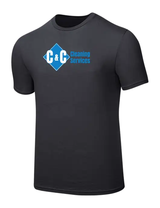Seriously Soft Charcoal T-Shirt w/C & C Cleaning Services Logo