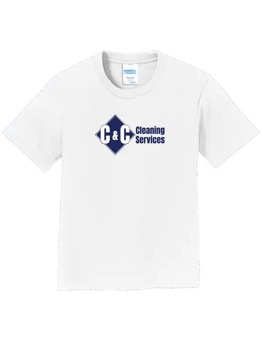 Youth Ring Spun White 4.5 oz T-Shirt w/C & C Cleaning Services Logo