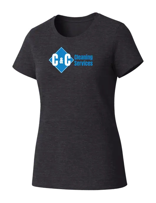 Womens Seriously Soft Heathered Charcoal T-Shirt w/C & C Cleaning Services Logo