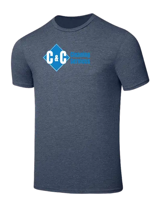 Seriously Soft Heathered Navy T-Shirt w/C & C Cleaning Services Logo