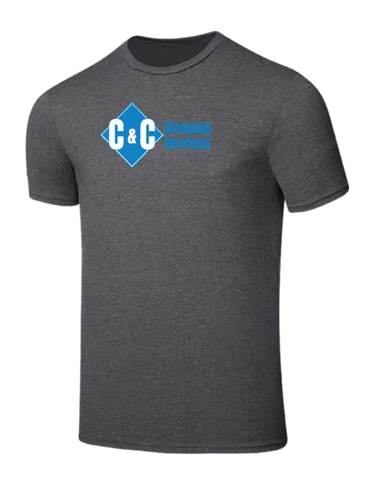 Seriously Soft Heathered Charcoal T-Shirt w/C & C Cleaning Services Logo