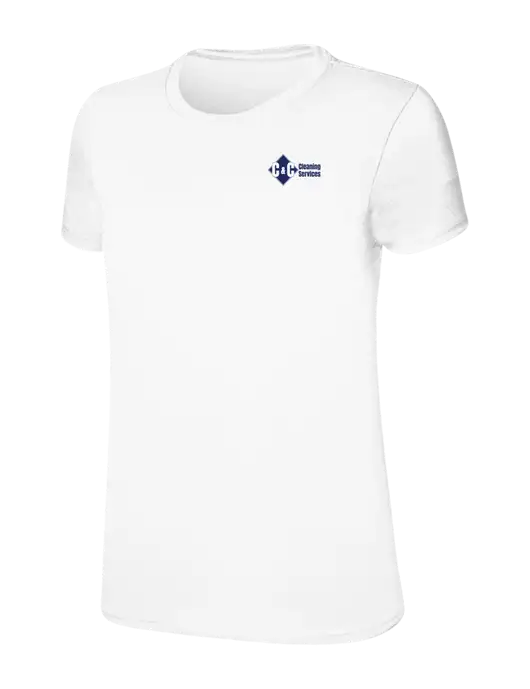 Womens Ring Spun White 4.5 oz T-Shirt w/C & C Cleaning Services Logo