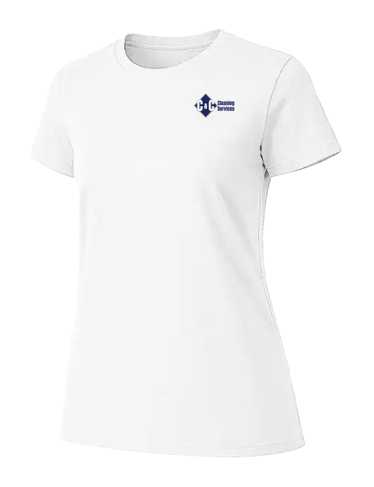 Womens Ring Spun White 4.5 oz T-Shirt w/C & C Cleaning Services Logo