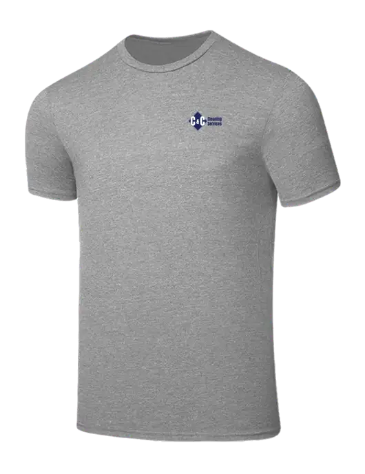 Seriously Soft Light Heather Grey T-Shirt w/C & C Cleaning Services Logo