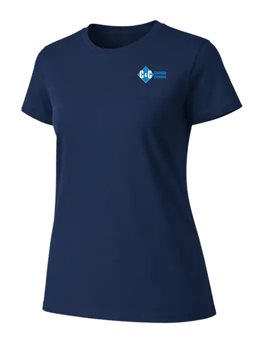 Womens Ring Spun Navy 4.5 oz T-Shirt w/C & C Cleaning Services Logo