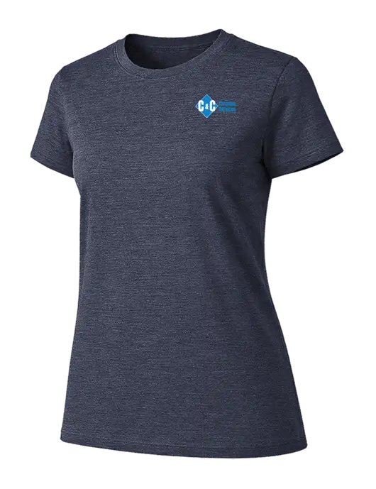 Womens Ring Spun Heather Navy 4.5 oz T-Shirt w/C & C Cleaning Services Logo