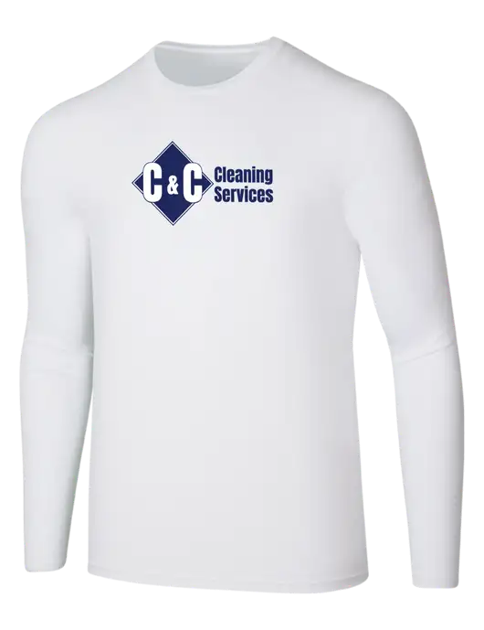 Seriously Soft White Long Sleeve T-Shirt w/C & C Cleaning Services Logo