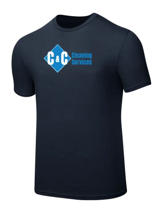 Seriously Soft Navy T-Shirt w/C & C Cleaning Services Logo