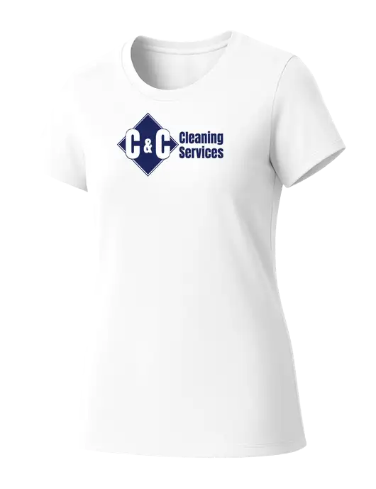 Womens Seriously Soft White T-Shirt w/C & C Cleaning Services Logo