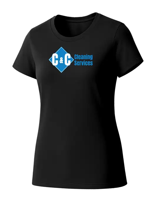 Womens Seriously Soft Black T-Shirt w/C & C Cleaning Services Logo