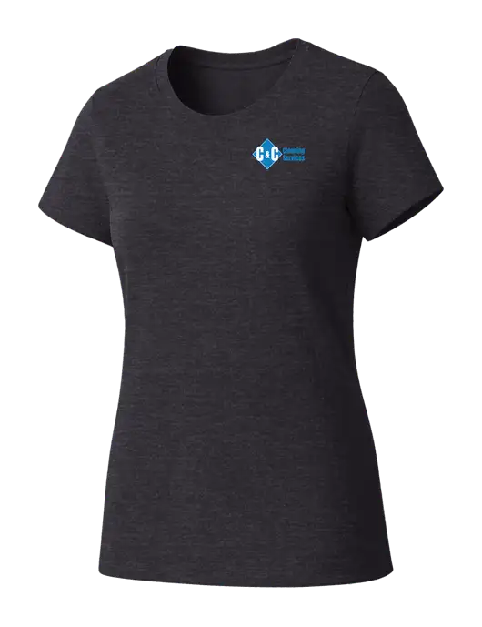 Womens Seriously Soft Heathered Charcoal T-Shirt w/C & C Cleaning Services Logo