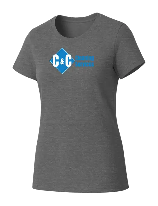 Womens Seriously Soft Grey Frost T-Shirt w/C & C Cleaning Services Logo
