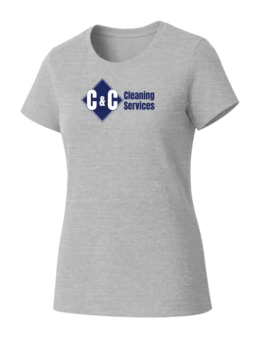 Womens Seriously Soft Light Heathered Grey T-Shirt w/C & C Cleaning Services Logo