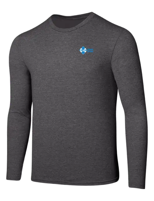 Seriously Soft Heathered Charcoal Long Sleeve T-Shirt w/C & C Cleaning Services Logo