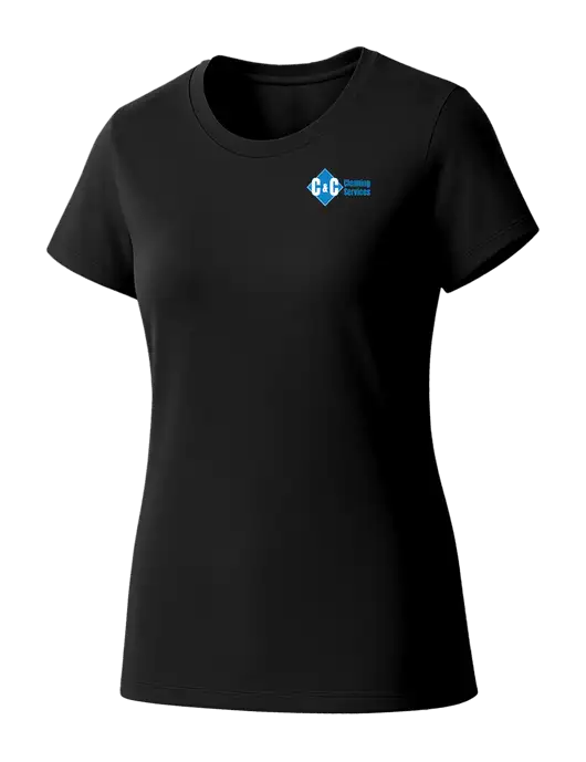 Womens Seriously Soft Black T-Shirt w/C & C Cleaning Services Logo