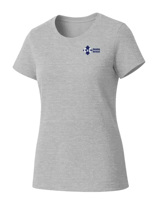 Womens Seriously Soft Light Heathered Grey T-Shirt w/C & C Cleaning Services Logo