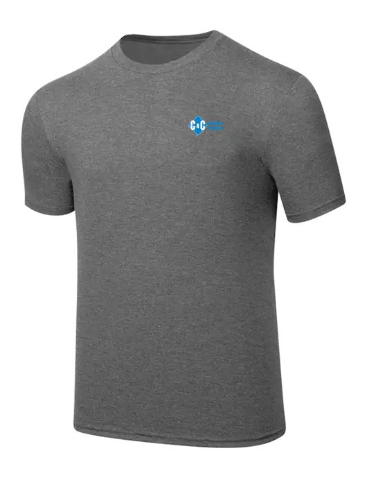 Simply Soft Heathered Medium Grey 4.5oz  Poly/Combed Ring Spun Cotton T-Shirt w/C & C Cleaning Services Logo