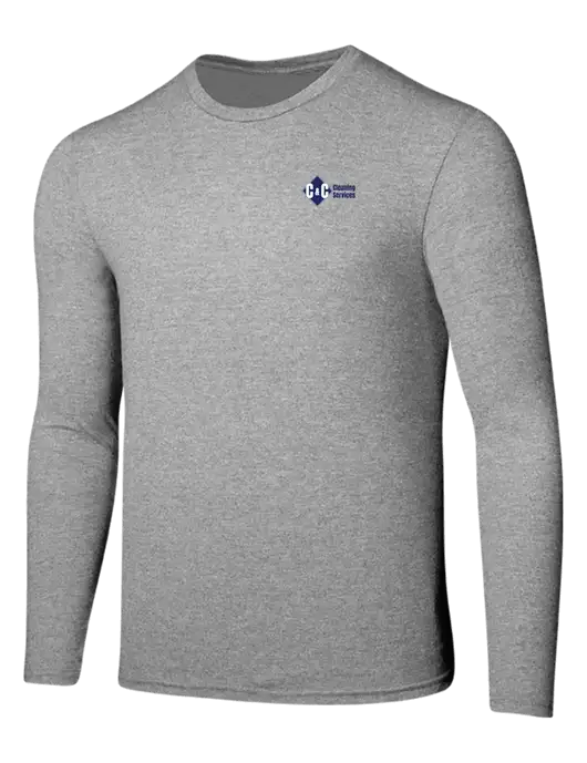 Seriously Soft Light Heathered Grey Long Sleeve T-Shirt w/C & C Cleaning Services Logo