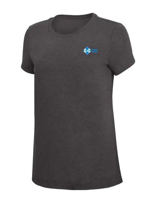 Womens Simply Soft Heather Charcoal 4.5oz  Poly/Combed Ring Spun Cotton T-Shirt w/C & C Cleaning Services Logo