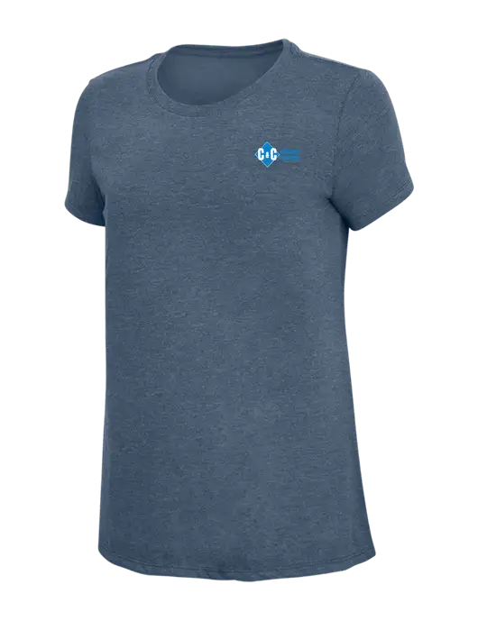 Womens Simply Soft Navy Frost 4.5oz  Poly/Combed Ring Spun Cotton T-Shirt w/C & C Cleaning Services Logo