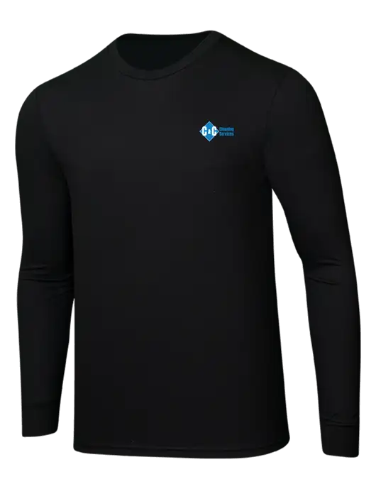 Simply Soft Long Sleeve Black 4.5 oz, Poly/Combed Ring Spun Cotton T-Shirt w/C & C Cleaning Services Logo