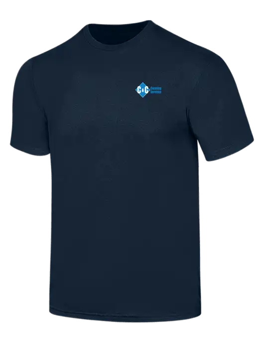 Simply Soft Navy 4.5oz  Poly/Combed Ring Spun Cotton T-Shirt w/C & C Cleaning Services Logo
