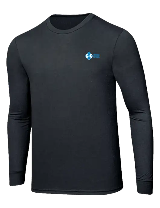Simply Soft Long Sleeve Black Frost 4.5 oz, Poly/Combed Ring Spun Cotton T-Shirt w/C & C Cleaning Services Logo