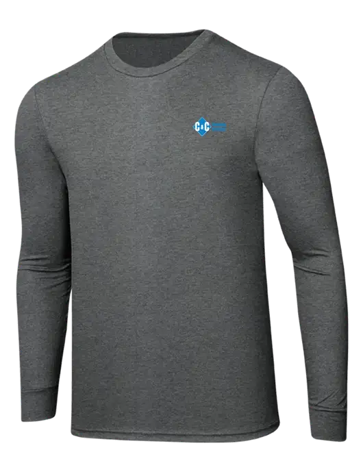 Simply Soft Long Sleeve Medium Grey Frost 4.5 oz, Poly/Combed Ring Spun Cotton T-Shirt w/C & C Cleaning Services Logo