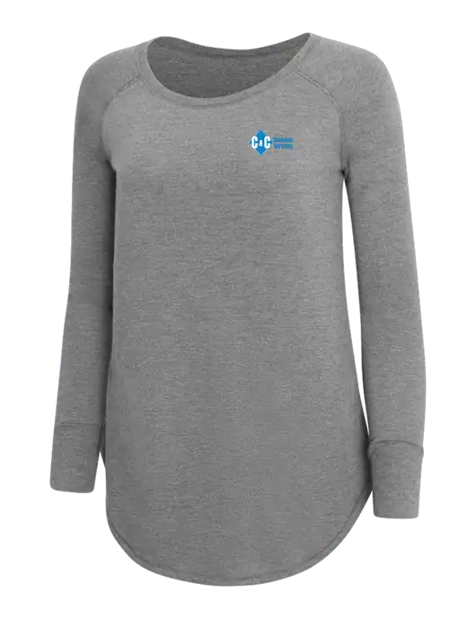 Womens Perfect Wide Collar Tunic Tri-Blend Grey Frost 4.5 oz T-Shirt w/C & C Cleaning Services Logo