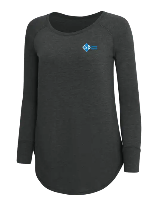 Womens Perfect Wide Collar Tunic Tri-Blend Black Frost 4.5 oz T-Shirt w/C & C Cleaning Services Logo